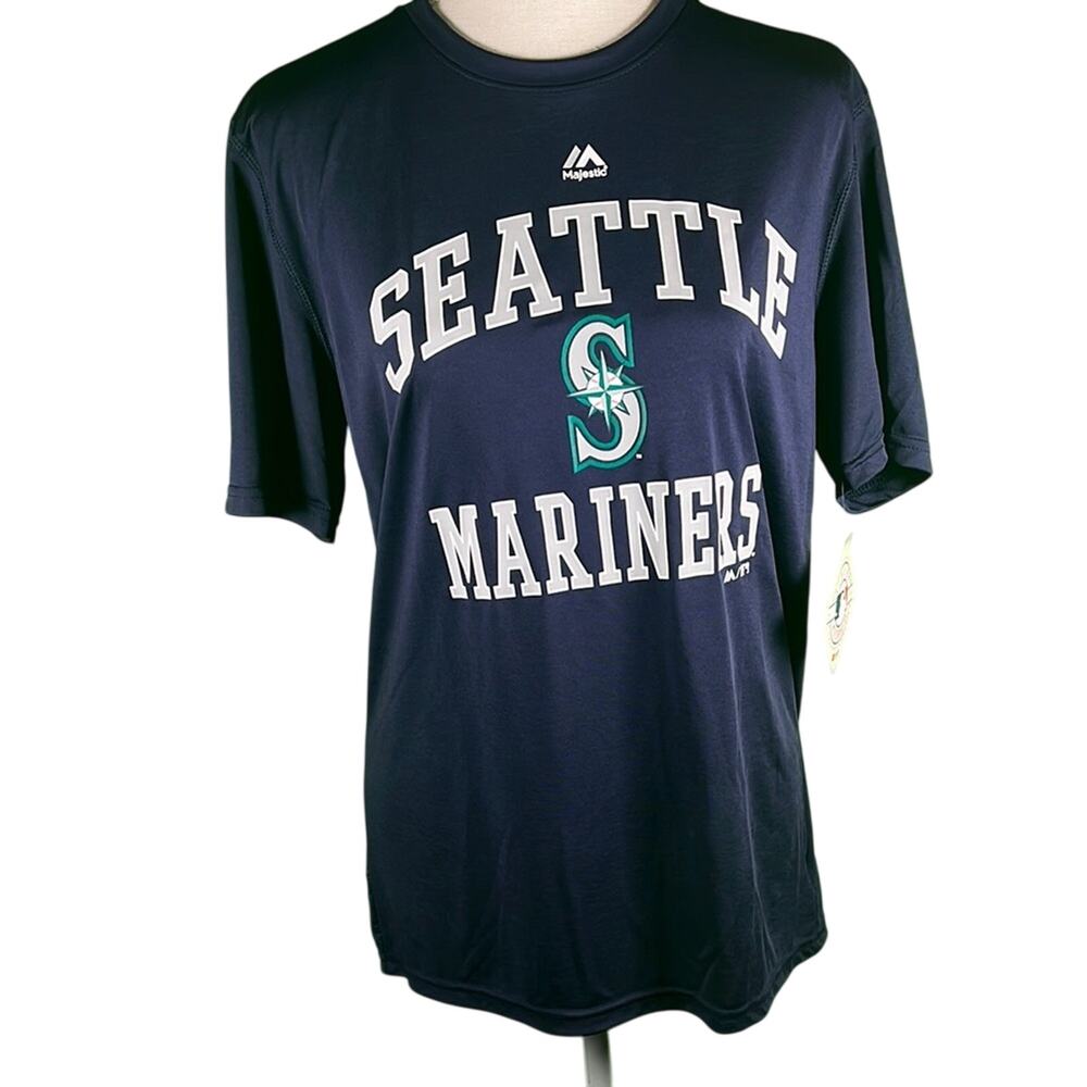 Majestic Seattle Mariners Navy Blue T-Shirt Size XL 16/18